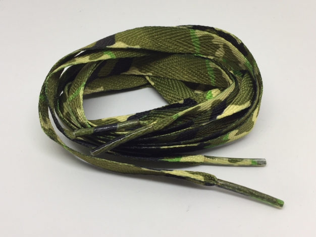 Flade snørebånd 10mm - Grøn Camo