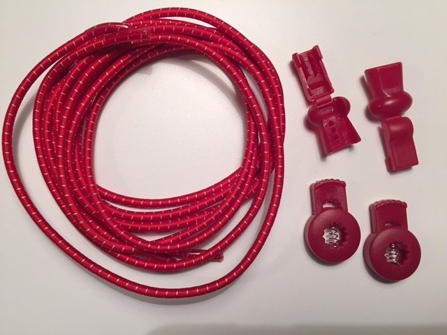 Lock laces iRun® - elastik snørebånd one size Rød m/hvid