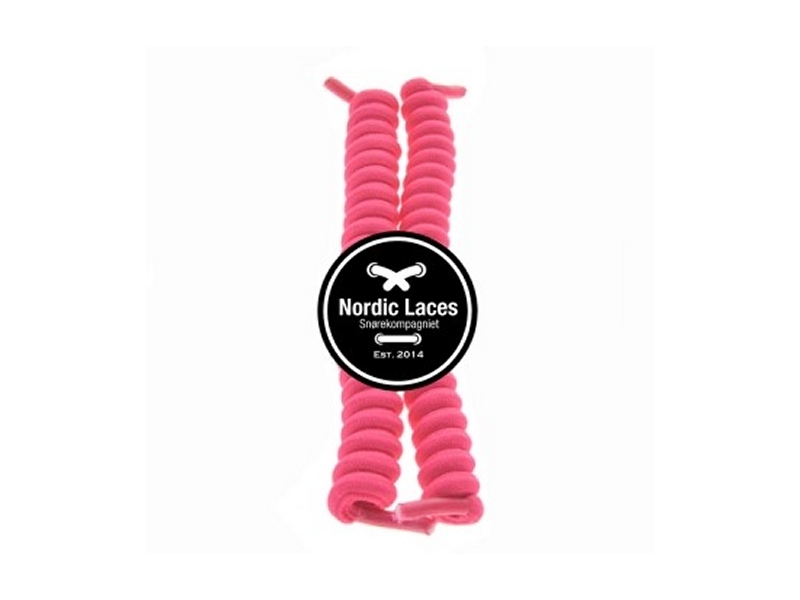 Lyserøde/pink spiral snørebånd 12cm (100-105cm) elastik
