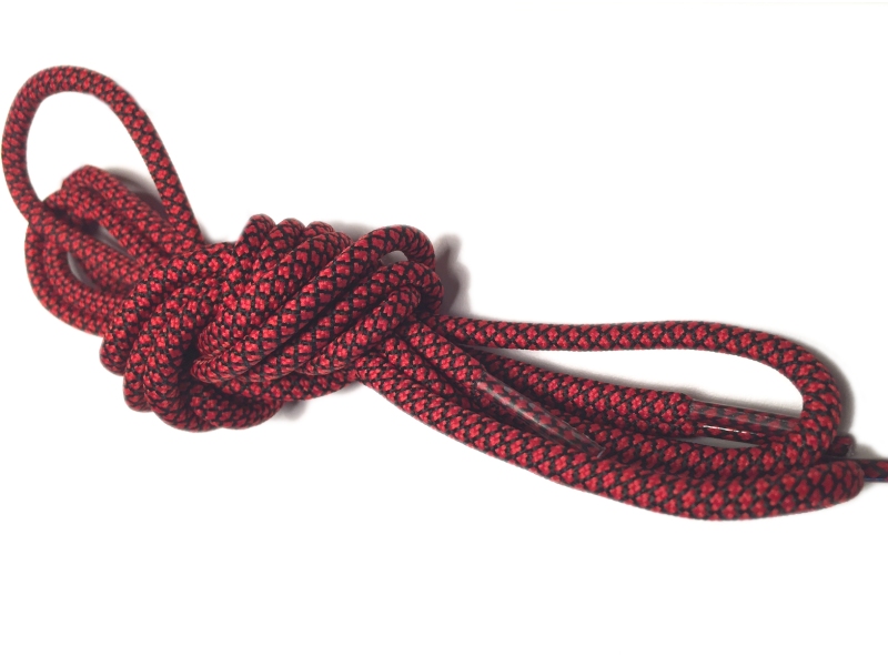 Rope laces - Yeezy -  130cm 5mm - Rød m/sort