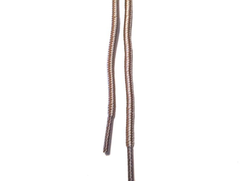 Runde snørebånd til støvler 4mm - brun og hvid stribede