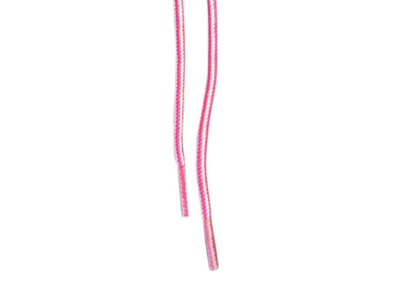 Runde snørebånd til støvler 4mm - hvide og lyserød stribede