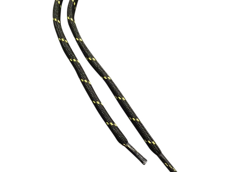 Runde snørebånd til støvler - sort m/gule prikker