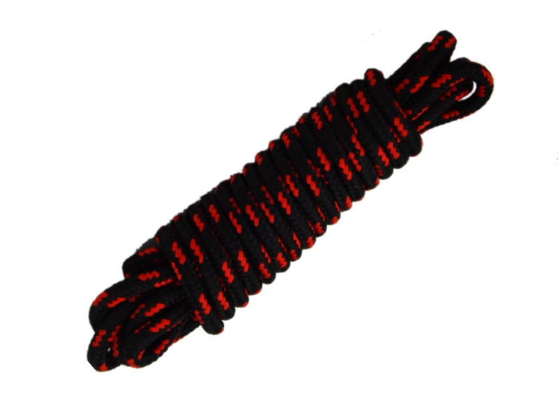 Runde snørebånd til støvler - sort m/røde prikker
